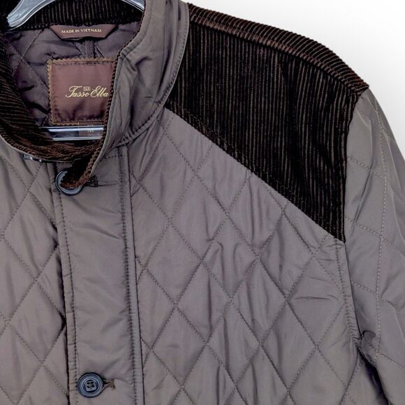 Tasso Elba Men's Field Jacket Quilted Corduroy Elbow Patch Brown Sz Medium Coat - Picture 4 of 11